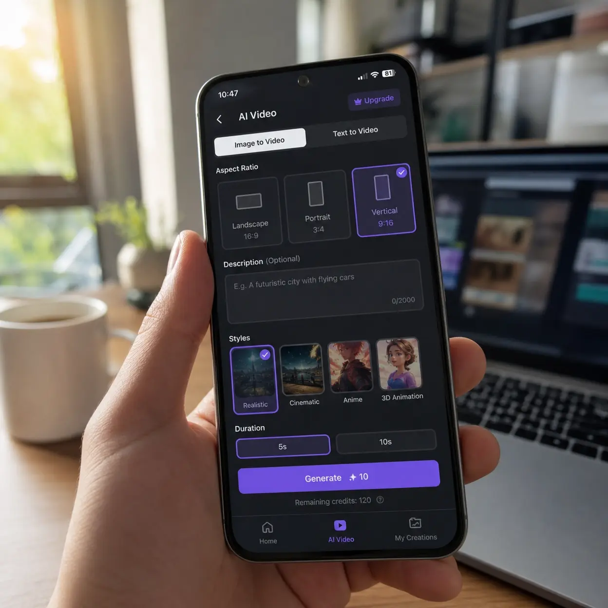 tiktok video size cover showing a mobile-first AI video workflow with vertical full-screen framing, recommended dimensions, safe caption zones, sharp product imagery, and export settings for polished TikTok uploads.