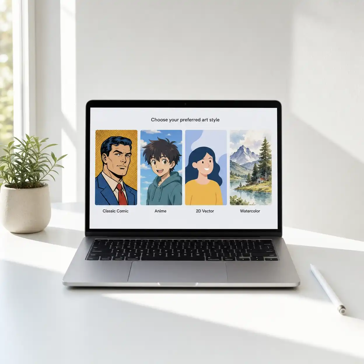 AI cartoon generator workspace showing multi-model cartoon ai generator styles.