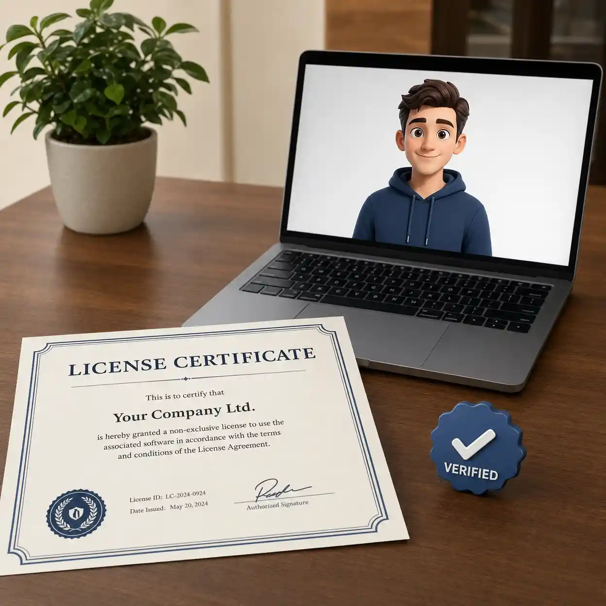 Commercial licensing panel for stylized 2d character creator outputs.