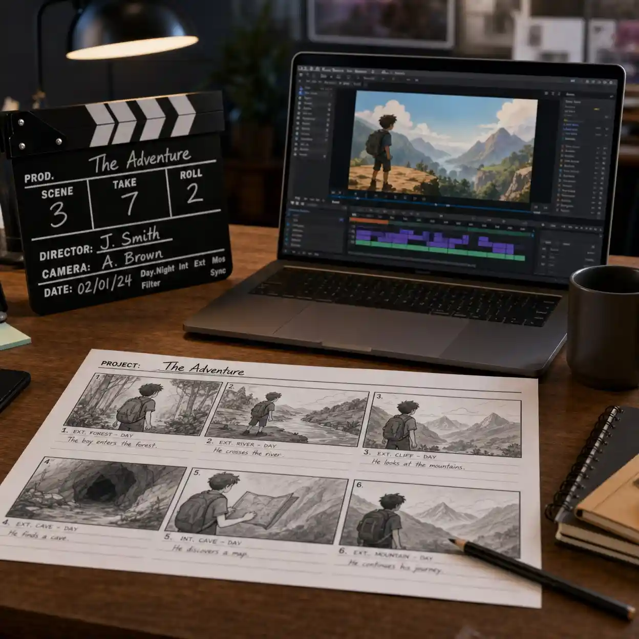 Professional storyboard using ai cartoon video generator characters.