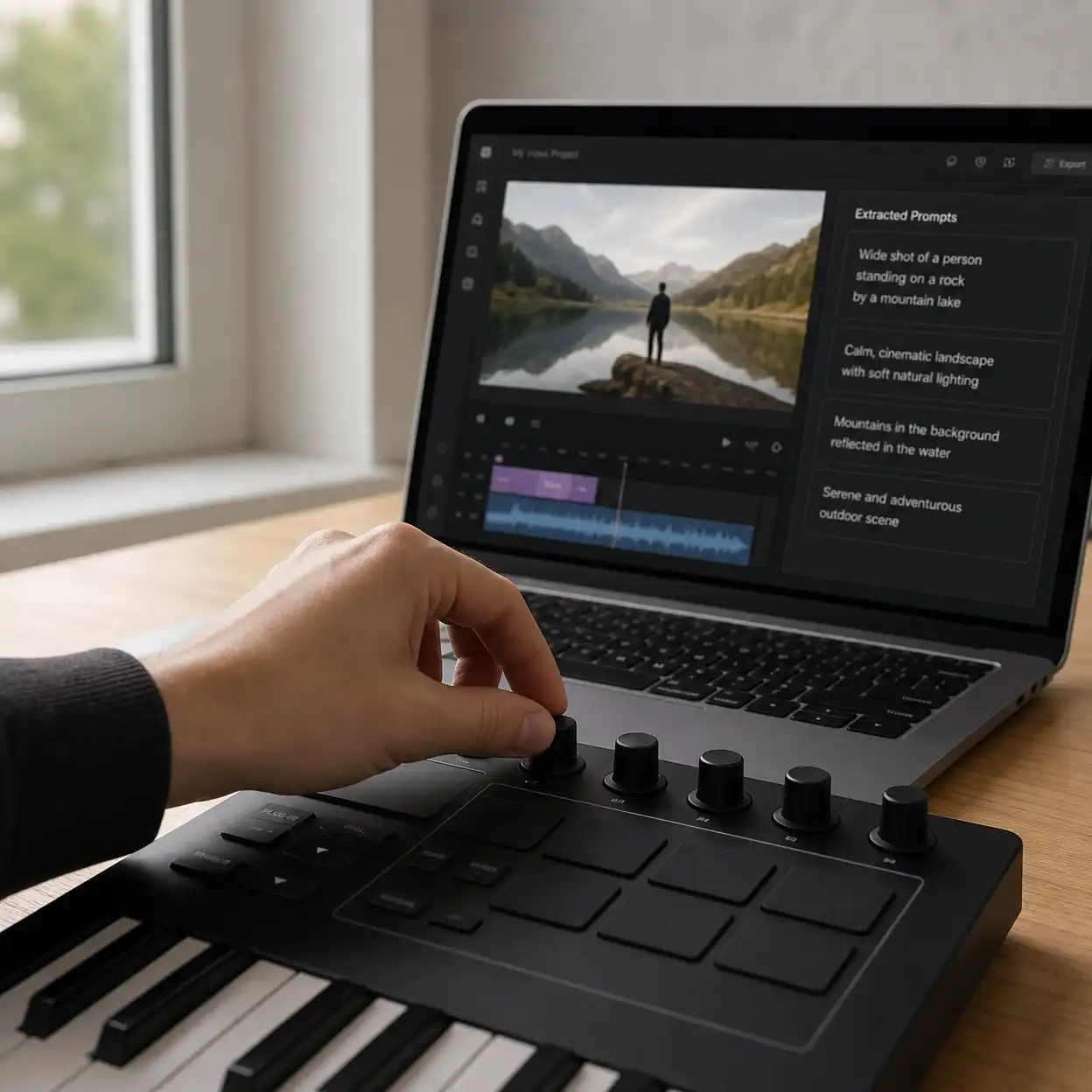 Creative workflow extracting text prompt from video.