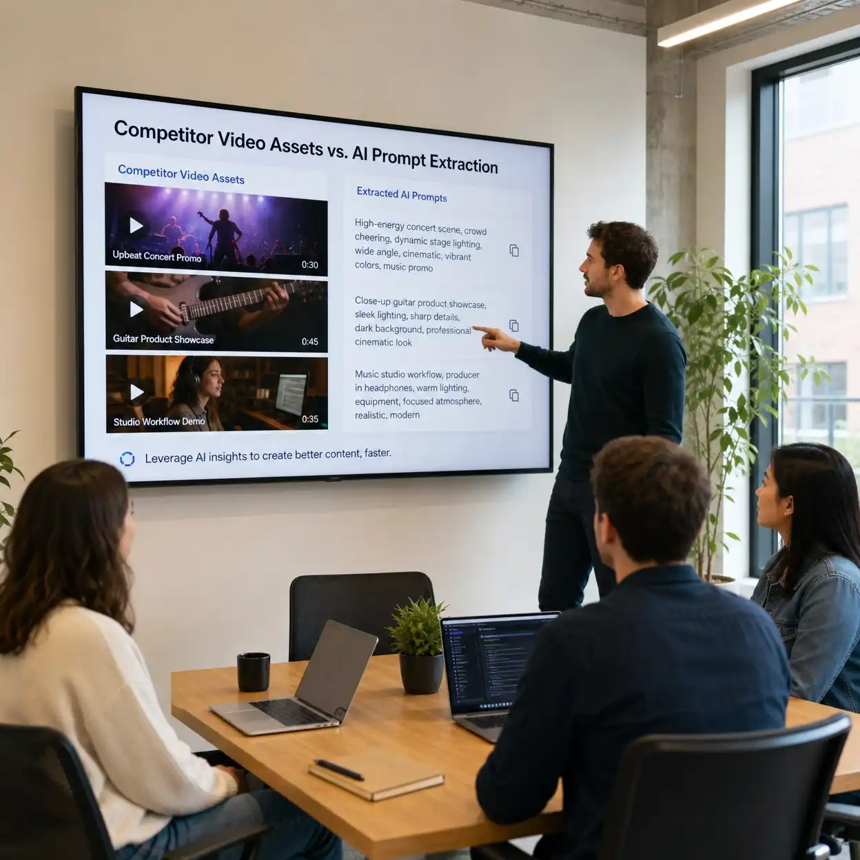 Marketing agency extracting prompt descriptions from ad videos.